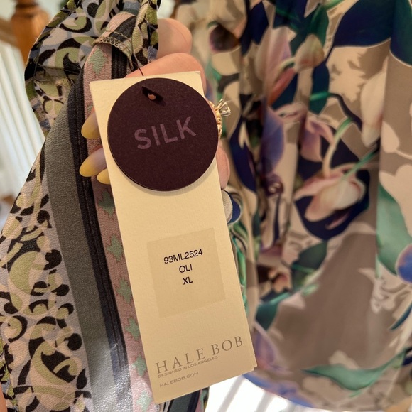 Hale Bob Orchid Print Silk Wrap Blouse - XL - NWT - Picture 5 of 12